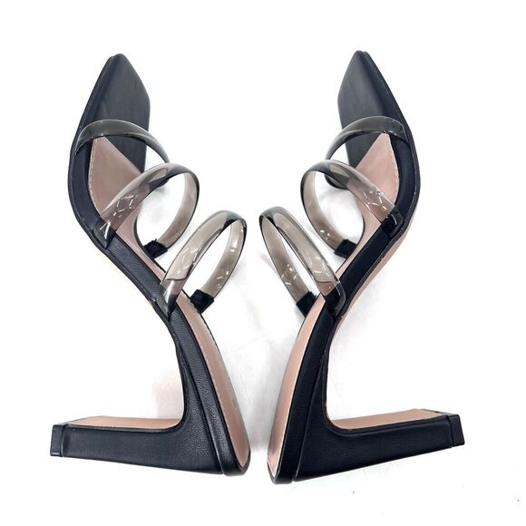 BCBGeneration Falla Black Block Heel Square Toe Sandals High Heels - Picture 5 of 8